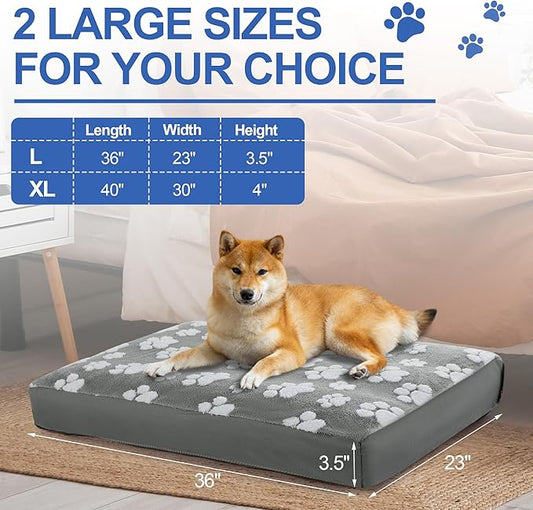 BALAPET Dog Bed Covers,Waterproof Dog Bed Cover Pet Bed Cover with Lovely Dog Paw Print and Double-Sided Usable Design,Replacement Machine Washable Pet Hair Easy to Remove,Cover Only(Gray,36*23*3.5in)