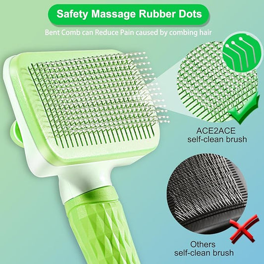 Dog Brush, Cat Brush, Dog Brush for Long and Short Hair, Pet Grooming Brush, Self-cleaning Slicker Brush Remove Pet Hair from Brush with One Button