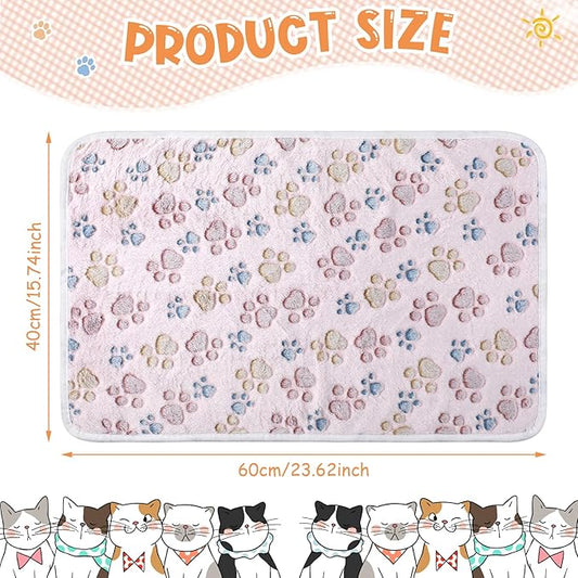 Tatuo 4 Pcs Dog Blanket Pet Puppy Blanket Puppy Teething Toys Paw Print Fleece Blanket for Pet Cat Soft Warm Sleep Mat Guinea Pig Cage Blanket(Small(24 x 16 Inch),Beige)
