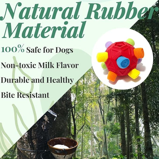 Snuffle Ball for Dog Toys Unbreakable Upgrade Ball Interactive Toy Foraging Snuffle Mat Puppy Treat Dispenser Slow Feeder Dog Puzzle Toys for Small, Medium, Large Pets (Red Rainbow)