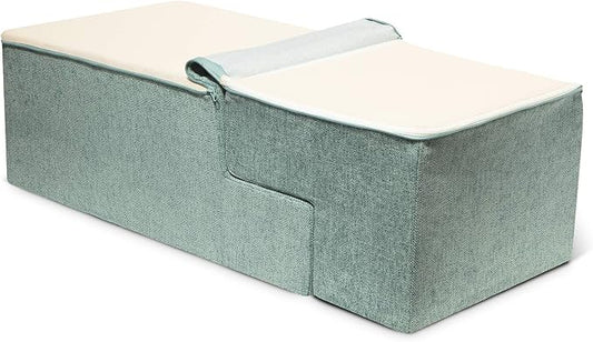 Best Pet Supplies Portable Foldable Foam Pet Stairs/Steps for Couch, Sofa, and High Bed, Non-Slip Bottom Balanced Paw Safe - Pale Teal, Foldable 4-Step (H: 22")