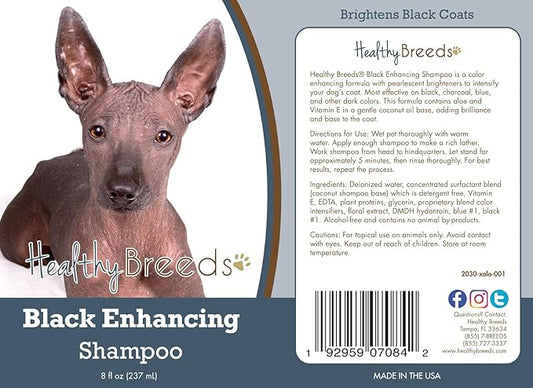 Healthy Breeds Xoloitzcuintli Black Enhancing Shampoo - Gentle Cleanser with Vitamin E, Aloe & Coconut Oil That Adds Brilliance, Shine & Intensity to Darker Coats - Floral Scent - 8 oz