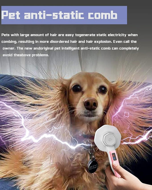 Pet Grooming Comb - Multi-Purpose Anti-Static Long Hair Brush for Gentle Undercoat Removal and Smooth Brushing (Red)