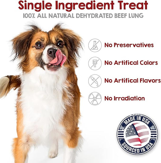 Riley's Beef Lung Dog Treats Made in USA - USA Sourced Single Ingredient Dog Treat - Nutritious Chews for All Dog Sizes - Rawhide Alternative Dog Chews - No Raw Hide Chews - 8 oz