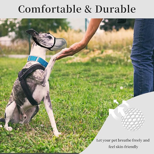 Dog Muzzle, Breathable Soft Muzzle for Extra Large Dogs to Anti & Prevent Barking Biting Chewing, Reflective & Adjustable Basket Muzzle with Air Mesh for German Shepherd Grey XXL
