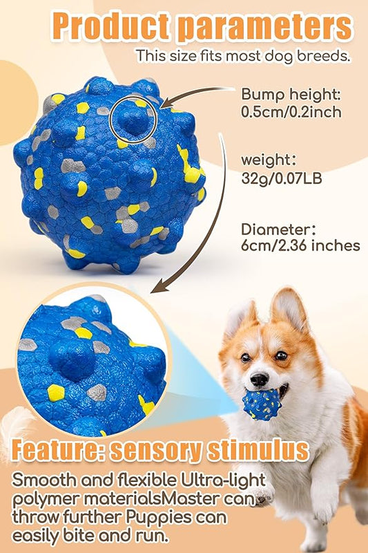 Dog Balls for Aggressive Chewers,Indestructible Tennis Balls for Dogs, Durable Bouncy Dog Toy Balls, Interactive Dog Toys for Fetch Game, Lightweight Floating Balls (Blue Medium)
