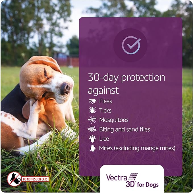 Vectra 3D for Dogs Flea, Tick & Mosquito Treatment & Prevention for Extra Small Dogs (5-10 lbs), 6 month supply