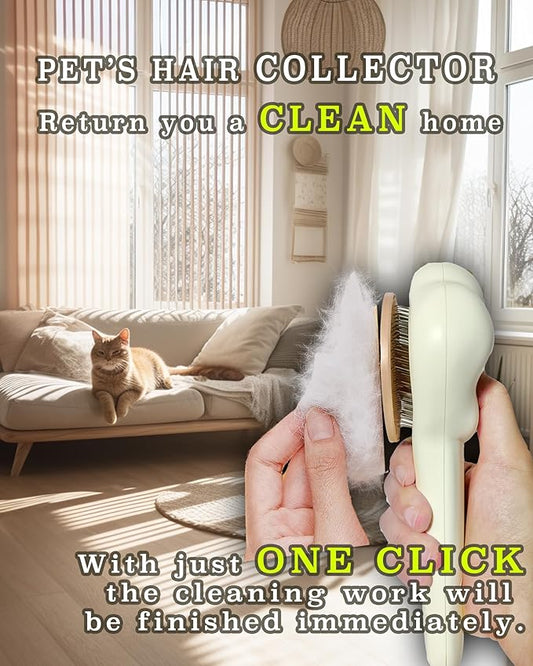 Pet hair brush, Cat grooming brush Dog hair brush pet grooming self cleaning slicker brush for dogs cats puppy rabbit, Cat brush grooming gently removes loose undercoat Paw design brush