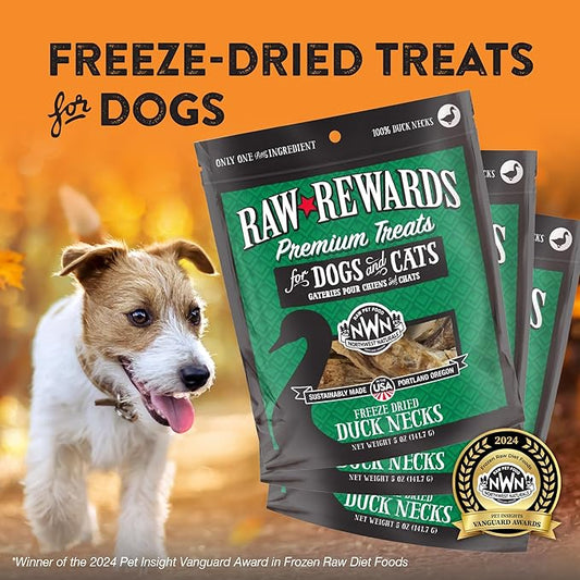 Northwest Naturals Raw Rewards Freeze-Dried Duck Neck Treats for Dogs and Cats - Bite-Sized Pieces - Healthy, 1 Ingredient, Human Grade Pet Food, All Natural - 5 Oz (Pack of 3)