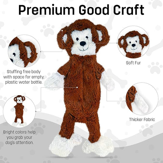 FGA MARKETPLACE Monkey - Frog Flat NO Stuffing NO Squeak Plush Dog Toy, Funny Style Will Entertain Your Dog for Hours, Recommended for Small and Medium Dog 21 INCH Long