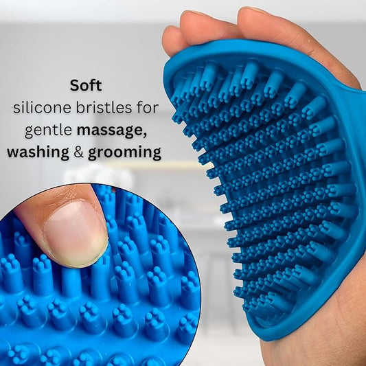 Dog Bath Brush - Silicone Grooming and Shedding Brush for Dogs & Cats, Puppy Essentials Dog Shampoo Brush, Pet Hair Removal Tool for Deep Clean & Massage
