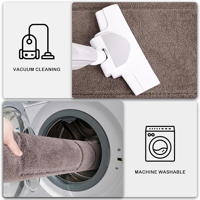 PURRUGS Dirt Trapper Door Mat 24" x 59.5", Non-Slip/Skid Machine Washable Entryway Rug, Dog Door Mat, Super Absorbent Welcome Mat for Muddy Wet Shoes and Paws, Grayish Brown