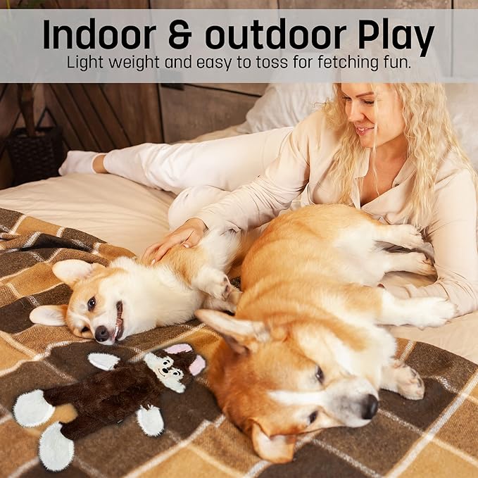 FGA MARKETPLACE Monkey-Fox Flat NO Stuffing NO Squeak Plush Dog Toy, Funny Style Will Entertain Your Dog for Hours, Recommended for Small and Medium Dog 21 INCH Long