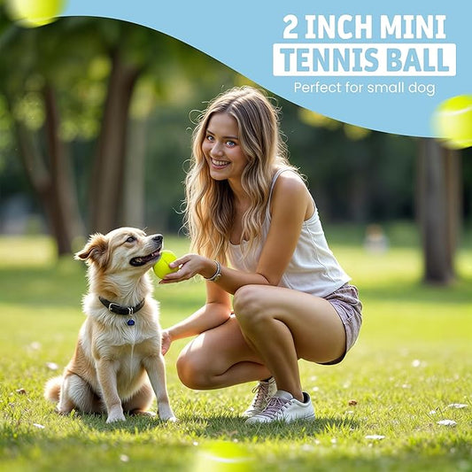 12 Small Tennis Balls for Dogs | 2 Inch Dog Fetch Toys for Your Smaller Pups | Non-Abrasive for Smaller Mouths | Interactive Dog Toys for Boredom & Fun | Works with Ball Launcher for Small Dogs