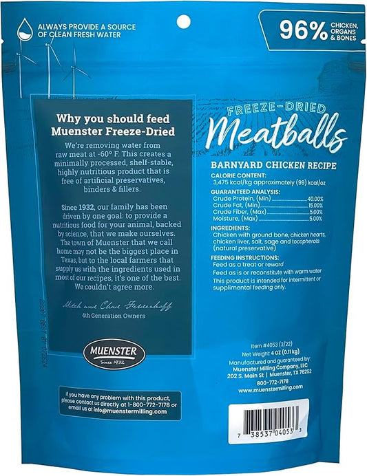 Muenster Freeze-Dried Meatballs Barnyard Chicken Recipe, 4 oz Package