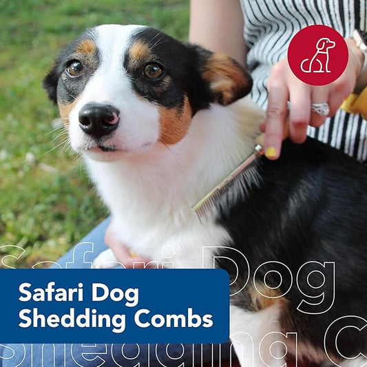 Coastal Pet Safari Dog Shedding Combs - Dog Shedding Brush for Dogs with Short and Long Hair - Different Sized Teeth for Undercoat Rake - 7" x 1.5"