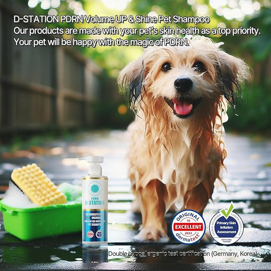 PDRN Volume Up & Shine Pet Shampoo - Contains PDRN & Manuka Honey - Enhances Skin Health, Moisturizes, Relieves Itching, Prevents Odor, Enhances Volume, and Gives Coat Shine for Dogs and Cats. 10.1 oz