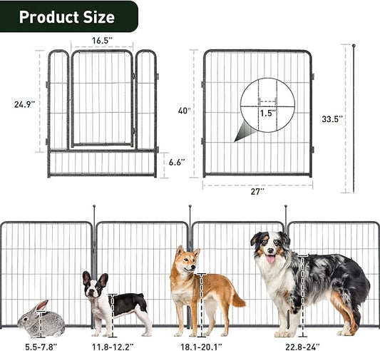 MESTYL Dog Playpen, 40" Height 16 Panels Outdoor/Indoor Pet Play Pen and Dog Door for Wall, Pet Door, Easy to Install