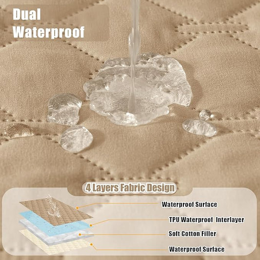 Smiry Waterproof Dog Blanket, Soft Dog Bed Cover Pet Blanket, Reversible Couch Cover for Dogs Washable, Pet Couch Covers for Sofa Furniture Protector for Puppy Cat (82x102 Inch, Camel/Beige)