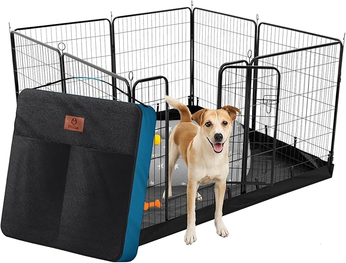PJYuCien Dog Playpen Plus Storage Bag,24" H 8 Panels Puppy Pen with Square Bottom,Heavy Duty Dog Fence for Puppies/Small Dogs