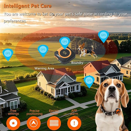 GPS Tracker Health Monitoring for Dogs, GPS Location & Smart Pet Activity Tracker, Works with Any Collar (Android and iOS Universal)