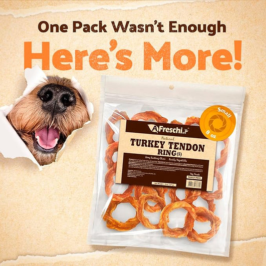 Afreschi Natural Turkey Tendon Ring (S) 8 oz, for Small Breeds, Turkey Sourced from USA, All Natural Puppy Chew, Hypoallergenic, Rawhide Alternative