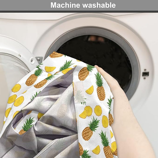 Lunarable Pineapple Dog Crate Cover, Sliced in Half Ananas Exotic Fruit Rhythmic Retro Look Print, Easy to Use Pet Kennel Cover for Medium Large Dogs, 36 Inch, Mustard Fern Green