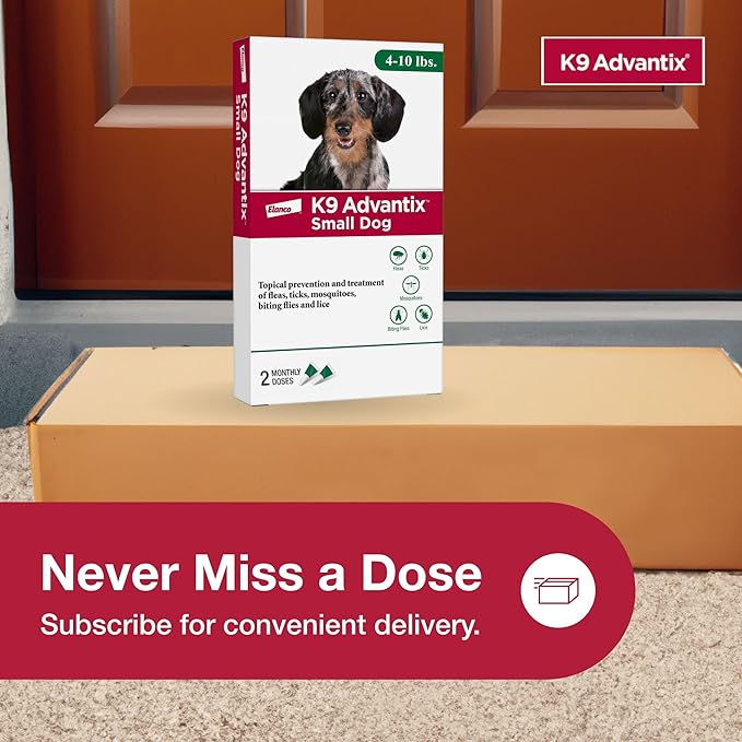 K9 Advantix Flea, Tick & Mosquito Prevention for Dogs 4-10 lbs. | Flea Drops for Small Dogs | Apply Monthly | 2 Treatments