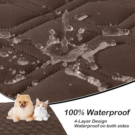 hyha Waterproof Dog Bed Blanket, Soft Dog Bed Cover Pet Blankets, Washable Couch Sofa Cover for Dogs, Reversible Pet Sofa Covers for Furniture (82x82 Inch, Chocolate/Dark Grey)