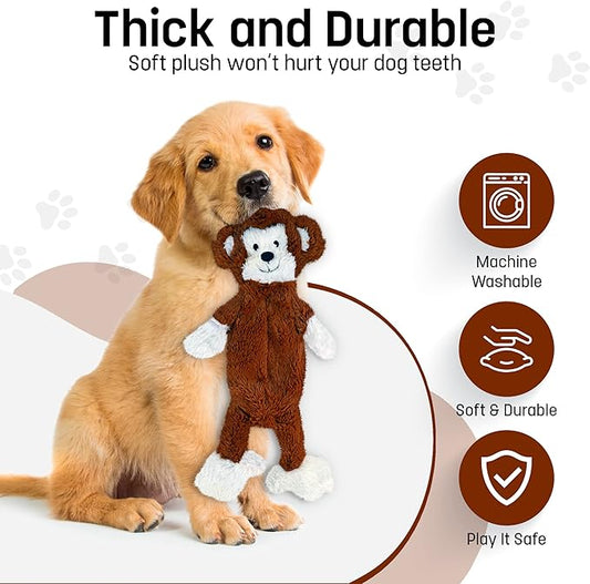 FGA MARKETPLACE Monkey Flat NO Stuffing NO Squeak Plush Dog Toy, Funny Style Will Entertain Your Dog for Hours, Recommended for Small and Medium Dog 21 INCH Long