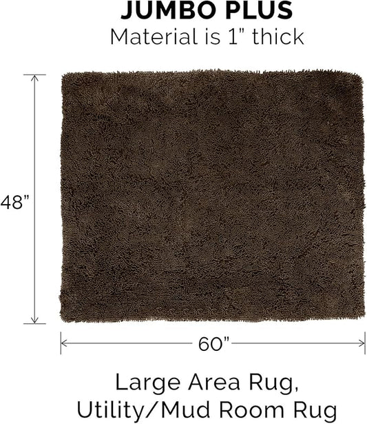 Furhaven 60" x 48" Highly Absorbent Dog Door Mat for Muddy Paws, 100% Washable, Perfect for Entryway, Kitchen, & Bathroom Use - Chenille Shammy Rug - Mud (Brown), Jumbo Plus/XXXL