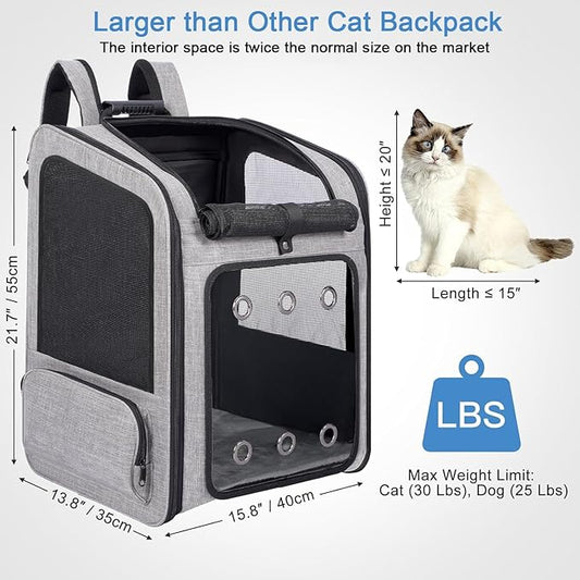 Extra Large Pet Carrier Backpack Cats Under 30 Lbs, for Dogs Puppies Rabbits Other Animals Under 25 Lbs, Ventilated Design, Great for Travel/Hiking/Outdoor Use