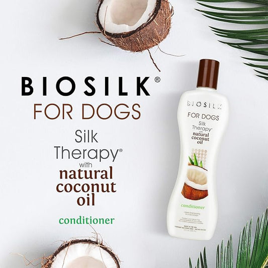 BioSilk for Dogs Silk Therapy Conditioner with Natural Coconut Oil | Coconut Oil Dog Conditioner from BioSilk for Dogs | High Quality Pet Conditioner for Dogs - 6 Pack