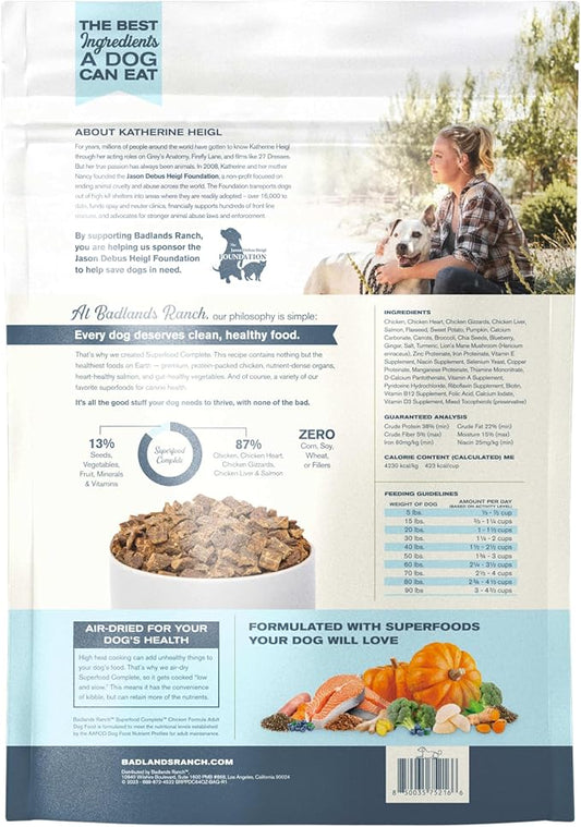 Superfood Complete, Air-Dried Adult Dog Food - High Protein, Zero Fillers, Superfood Nutrition by Katherine Heigl (64 oz., Premium Chicken)
