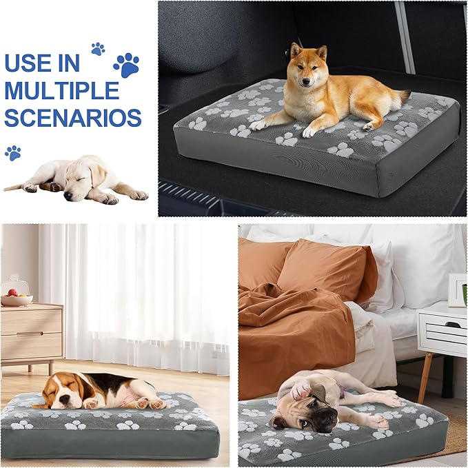 BALAPET Dog Bed Covers,Waterproof Dog Bed Cover Pet Bed Cover with Lovely Dog Paw Print and Double-Sided Usable Design Replacement Machine Washable Pet Hair Easy to Remove,Cover Only(Gray,40*30*4in)