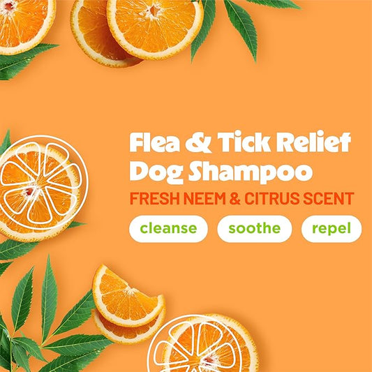 TropiClean Citrus Flea & Tick Shampoo for Dogs, Soothing Bite Relief, Fresh Citrus Scent, Made in the USA, 20oz.