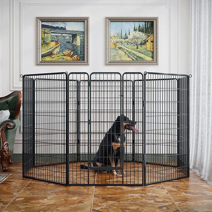 MoNiBloom Dog Playpen Outdoor, 47" Height 8 Panels Heavy Duty Metal Dogs Pen for Large/Medium/Small Animals Pet Exercise Pen for RV Camping Yard