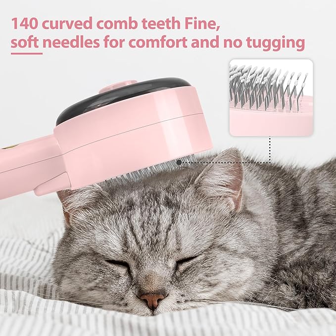 Steam Brush for Cats,3 in 1 Steamy Pet Brush Dog for Shedding for Indoor Cats,Water Brush for Cats Dogs,Spritz Defur Comb for Cats,Pet Grooming Brush Removal Comb with Spray for Cats(Pink)
