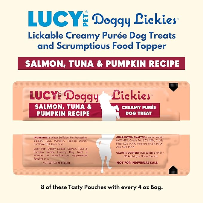 Lucy Pet® Doggy Lickies™ Salmon, Tuna & Pumpkin Recipe Creamy Purée Dog Treat 4oz