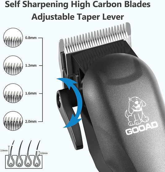 Dog Clippers for Grooming, Cordless,Low Noise, Electric Quiet,Rechargeable, Pet Hair Clippers for Thick Coats, Dog Trimmer Grooming Kit, Shaver for Small and Large Dogs Cats,Black