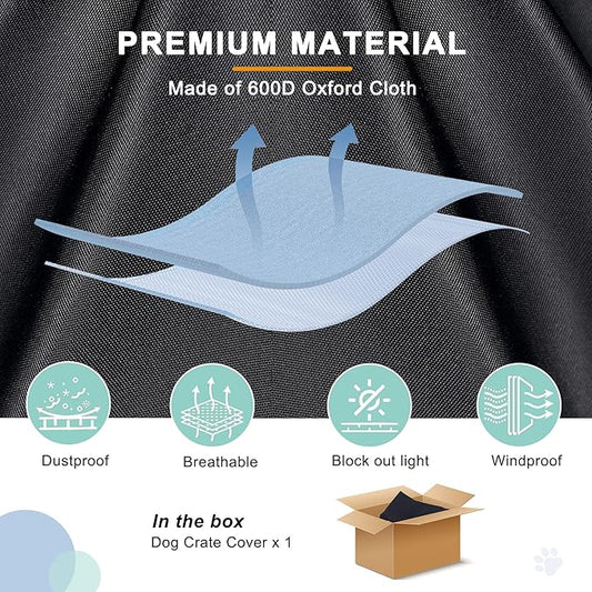 HiCaptain Dog Crate Cover - Polyester Heavy Duty Windproof Pet Kennel Cover for Wire Crate Indoor Outdoor Protection 30in S (Grey)