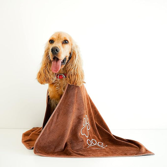 Unconditional Love | Premium Pet Drying Towel | Ultra Absorbent and Soft Microfiber Towel for Dogs and Cats (Brown)