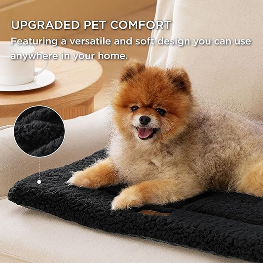 Bedsure Washable Dog Crate Bed for Large Dogs, Reversible Foam Floor Dog Mat, Lightweight Travel Flat Pet Beds for Indoor & Outdoor Dogs (41" x 28", Black)
