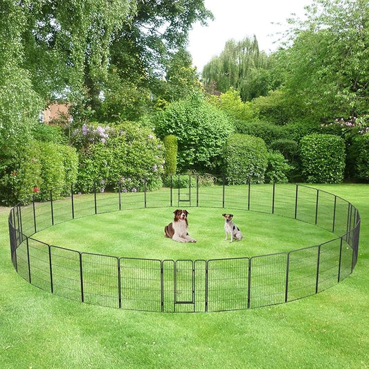 FDW Dog Playpen Dog Pen Dog Kennel 32 Panels 40 Inch Hight Indoor Outdoor Folding Metal Portable Puppy Exercise Pen Heavy Duty Dog Fence for Yard Camping,Black