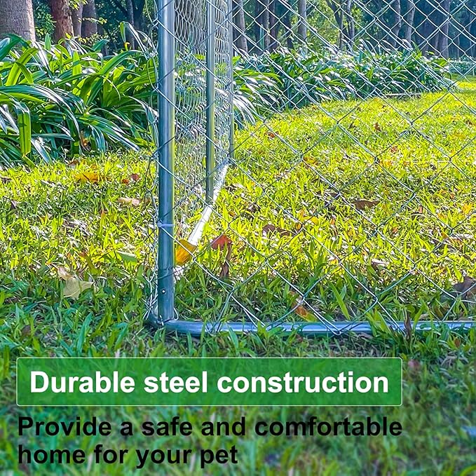 Extra Large Outdoor Dog Kennels, Heavy Duty Dog Playpen for Outdoor Summer, Dog Enclosures with Lockable Door, Metal Dog Cage with Waterproof and UV-Resistant Cover for Yard