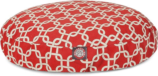 Red Links Medium Round Indoor Outdoor Pet Dog Bed With Removable Washable Cover By Majestic Pet Products