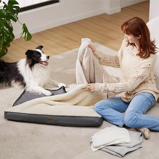 Lesure Dog Bed Cover - Extra Large Dog Bed Washable Removable Cover, Replacement Cover for Orthopedic Pet Mad Beds, 54x44x4 Inches Grey