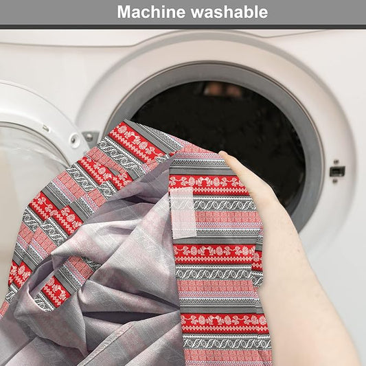 Lunarable Aztec Dog Crate Cover, Bird Motifs Abstract Indigenous Style Squares Latin American Inspired, Easy to Use Pet Kennel Cover for Medium Large Dogs, 42 Inch, Red Black White