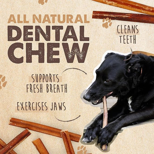 Mighty Paw Naturals Bully Sticks for Dogs - Grass Fed Beef Dog Chews. Dog Bully Sticks for Large Dogs, Medium and Small Breeds. Lower Odor Bully Sticks for Small Dogs. Single Ingredient (6" - 25 Pack)
