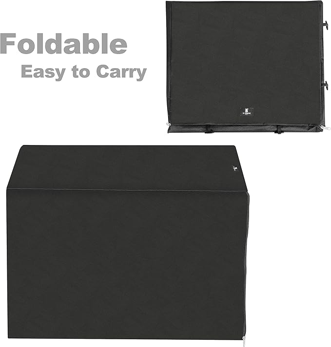 X-ZONE PET Double Door Dog Crate Cover - Polyester Pet Kennel Cover (Fits 24 30 36 42 48 inches Wire Crate) (42 Inch, Black)